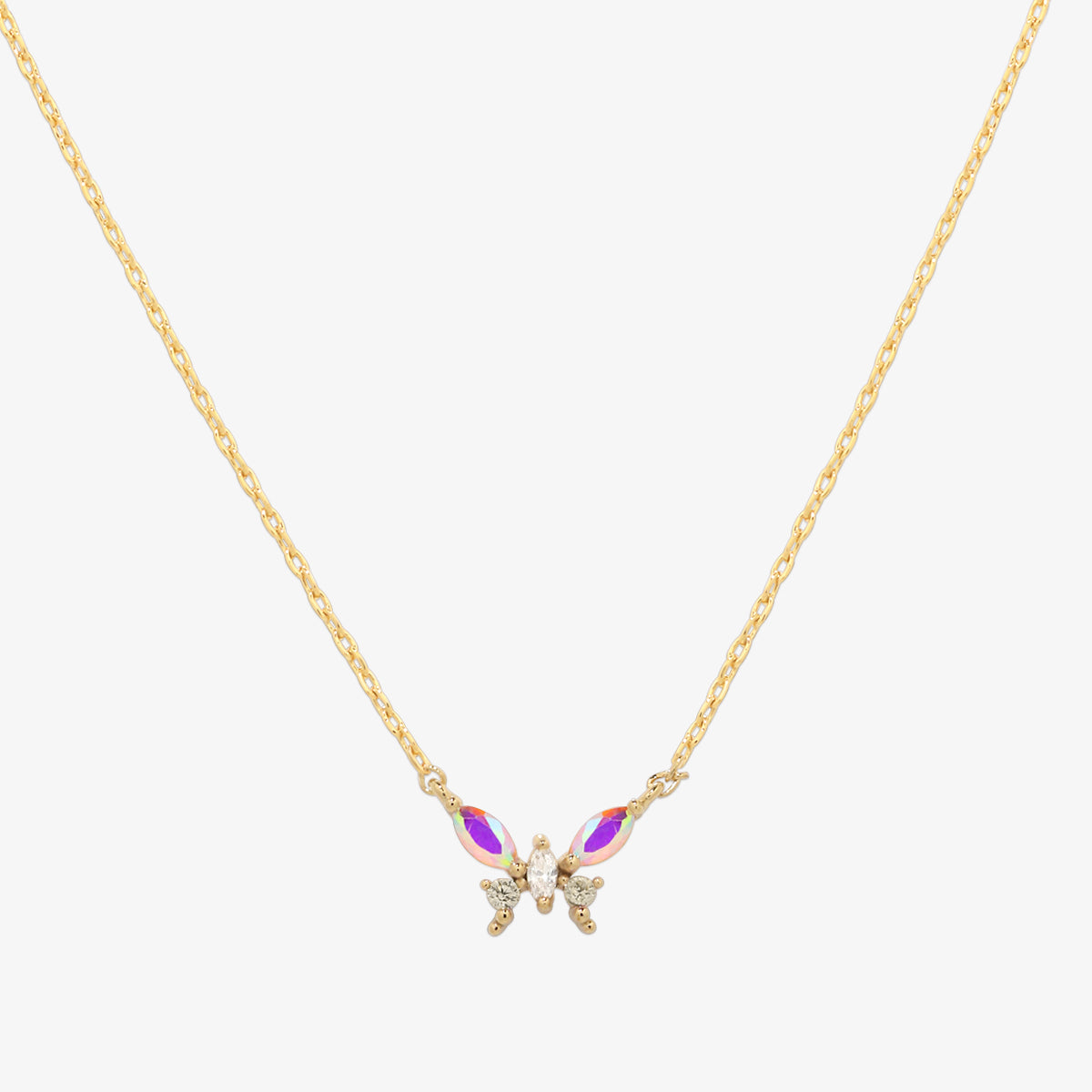 Smoked topaz butterfly necklace-0