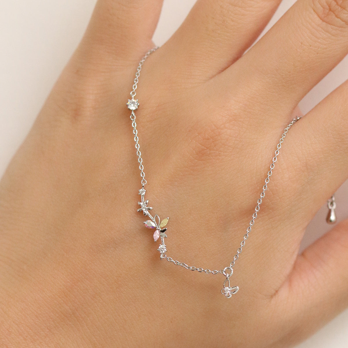 Gemstone floral butterfly bracelet-2