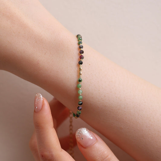 Green onyx beaded bracelet-0