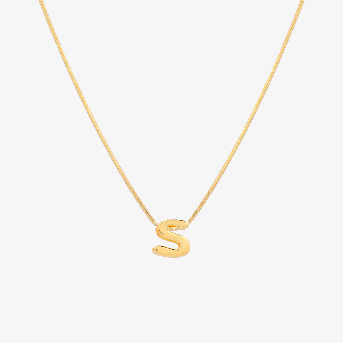 Bubble Initial Pendant Necklace-18