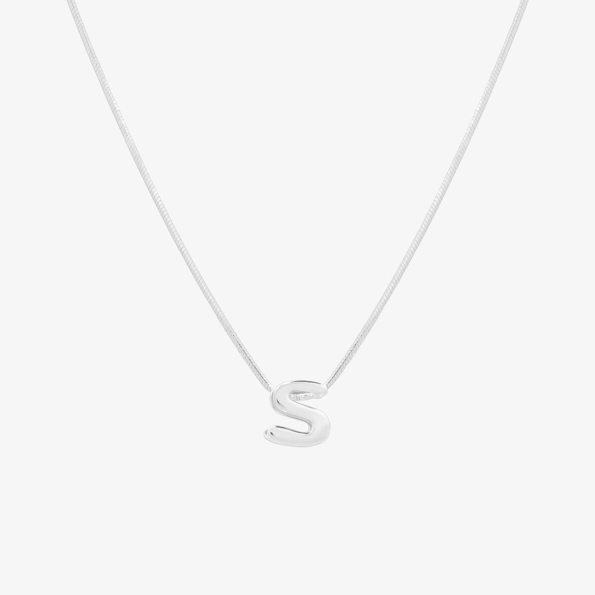 Bubble Initial Pendant Necklace-44