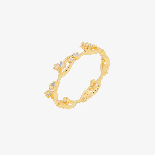 Wavy Moonstone & Cubic Ring